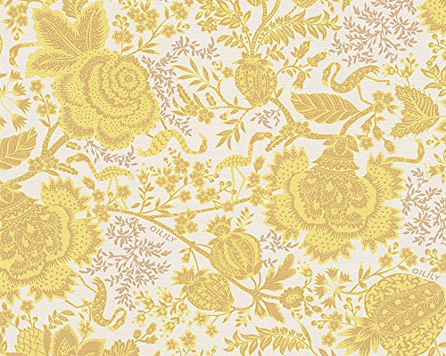 Oilily Home Tapete Oilily Atelier, florale Mustertapete, beige, gelb, weiß, 302751