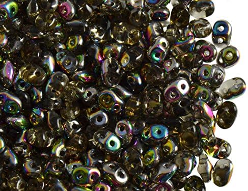 20 Grams (0,71 Ounces) Czech Two Hole Seed Beads SuperDuo 2,5x5 mm Black Diamond Vitrail
