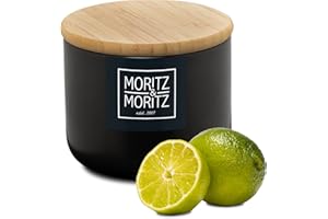 Moritz & Moritz tarros de cocina negro 400 ml - Escribible - bote cafe hermetico con tapa de bambú - tarro galletas con tapa para harina, café, muesli o utensilios de baño