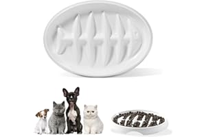Septillar Miska z powolnym podajnikiem dla kotów i małych psów, wzór rybiej kości, zabawna interaktywna krwawienie puzzle karmnik miska zdrowe jedzenie dieta wykonana z melaminy materiału spożywczego