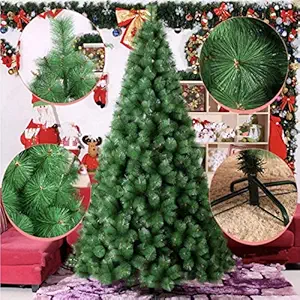 kh Artificial Christmas Tree 6 Feet Flocked Trees Pine Cone Decoration Unlit (6 Feet Upgrade) Tree Xmas Pine Tree with Solid Metal Legs,Light Weight, Perfect for Christmas Decoration