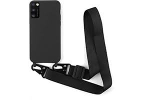 2NDSPRlNG Coque avec Collier Compatible avec Samsung Galaxy A41,Tour de Cou Lanière en Corde Pendentif Housse Silicone Souple Case,Noir