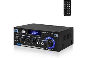 yusvwkj Bluetooth Amplifier, AK-45 2 Channel HiFi Amplifier Bluetooth 5.0 Mini Power Amplifier USB/SD Card/FM/2Mic Input Audio AMP with Remote Control for Radio Karaoke Home Theater System