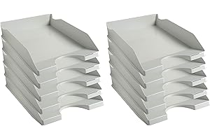 Exacompta - 12306D - juego de 10 bandejas carpetas de fundas ECOTRAY - dimensiones 34,5x25,5x6,5 cm - para documentos en formato A4+ - color gris - certificado Blue Angel