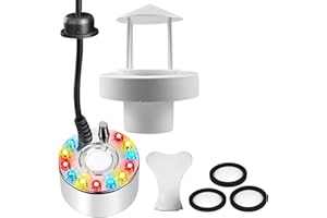 Behogan Nebulizzatore ad ultrasuoni, 12 LED, mini macchina per nebbia ad ultrasuoni, per Halloween, con paraspruzzi e 3 dischi di ricambio in ceramica, 24 V, silenziosa per stagno, Halloween Pumpkin e