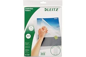 Leitz-pochette plastique transparentes en polypropylène standard format a4 grainé-transparent-lot de 10