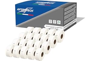 Aftertech 20 x 11352 25 x 54 mm Rollos de etiquetas adhesivas compatibles (500 etiquetas/rollo = 10000 totales) para Dymo LabelWriter Seiko SLP etiquetadoras impresoras S0722520 20 x 11352