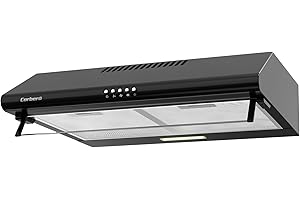 CORBERO Corberó - Campana Extractora Convencional | 60 cm | SELATI640B | Caudal 400 m3/h | 191,5 W | 3 Velocidades | 2 Filtros de Aluminio | Filtro de Carbón | Eficiencia Energética D, Negro