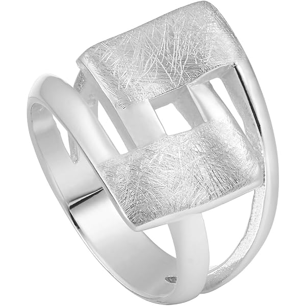 Ring Betty Mit Perle Und Breiter Gebürsteter Schiene 925er Silber