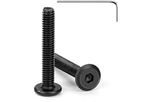 Tunejoy 20 Pezzi Viti a Testa Piatta M4 x 25 mm Nero Vite a Testa Esagonale Bulloni in Acciaio Inox A2 V2A Bulloni per Mobili con Chiavi a Esagono Filettatura Completa
