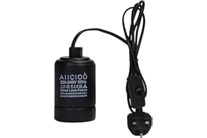 AIICIOO Bulb Holder Ceramic Lamp Socket - Lamp Holder Adapter Light Fitting Kit Ceramic Screw Socket with Black Cord E27