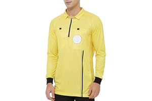 TOPTIE Maillot d'arbitre Officiel de Football à Manches Longues pour Homme USSF Pro Uniforme, Deguisement Arbitre