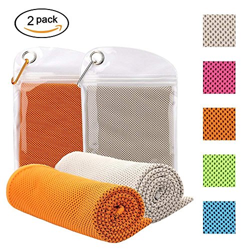 VILLAVIVI Toalla de Enfriamiento Toalla de Hielo Fría Instantánea Toalla Deportiva de Secado Toallas Microfibra Gimnasio Rápido oalla para Correr Senderismo de Golf (Gris y Naranja)