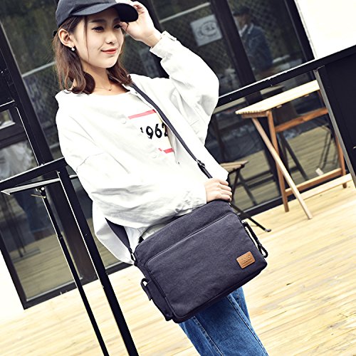 MeCooler Schultertasche Vintage Umhängetasche Herren Kuriertasche Schule Herrentaschen Retro Messenger Bag Canvas Taschen für Tablet Sport Reisetasche Sporttasche Segeltuchtaschen - 8