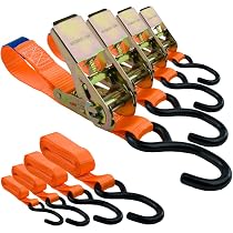6 Sangles D'Arrimage Avec Boucle - Charge Max 250 Kg - Longueur 3m - Polyester - Vert Olive