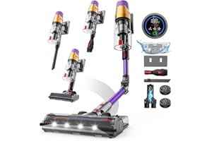 Linkifly A12 Aspiradora Sin Cable con Mopa Combo 8 en 1, 48Kpa/550W/70Min Aspiradora Inalámbrica con Pantalla Táctil y Batería Extraíble, Carga de Pared, para Alfombras/Coches/Pelos de Mascotas