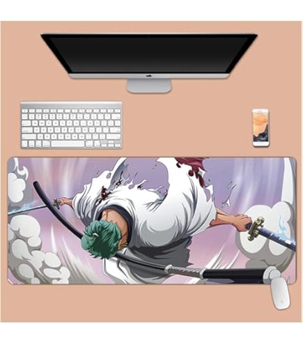 YBHNTZ Anime Zoro Grand Tapis De Souris De Jeu Avec Base En Caoutchouc Antidérapant Et Bords Cousus, Pour Ordinateur, Maison, Bureau, Travail Et études, 40 X 80 X 0,3 Cm (XL02