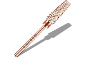Depvko 5 in 1 Pro Nail Drill Bits, 3/32'' Carbide Tungsten Nail Bits, Two Way Rotate Professional Advanced Safety Bits for Nail, Fast Remove for Manicure Pedicure Cuticle Gel Polishing(Rose Gold)