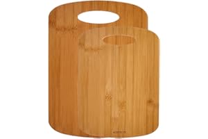 Karaca Defne - Set di 2 taglieri in legno di bambù, resistenti per la preparazione della cucina, pane, carne, piccole e grandi dimensioni (28 x 20 cm/33 x 24 cm)