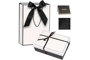 ZJHIOME White Luxury Magnetic Gift Box with Lid, Ribbons and Gift Bag, Medium Size-9.8x7x3.3 Inches,Ideal for Men Women Birthdays,Christmas,New Year,Wedding,Anniversay,Valentine's Day(Black, White)