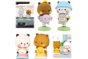 SKIKHN 4 Stücke Wackelfigur Auto, Dudu Wackelfigur Auto, Panda Bär Wackelfigur Auto, Panda-Bär Kawaii Auto Deko Ornament, Dudu Wackelkopf Figur Auto, Büro Desktop Zimmer Dekoration