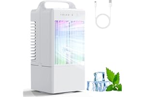 DAONEG Condizionatore Portatile Raffreddatore d'aria 4 in 1,Climatizzatore Portatile Silenzioso con 90° Oscillazion,3 Velocità,Modalità di Spray, Timer 2/4H,Climatizzatore 900ml per Casa Ufficio Campeggio