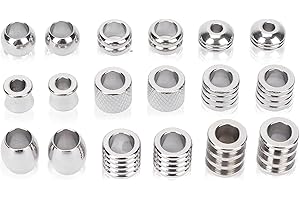 YINHING 18 Piezas de Cuentas de Barba, Cuentas de Pelo Vikingo, Accesorios de Trenzas de Alta Dureza de Acero Inoxidable, Adecuados para Cabello, Tejido de Barba, Colgante, Pulsera Y Joyería, Bricolaje, Etc.