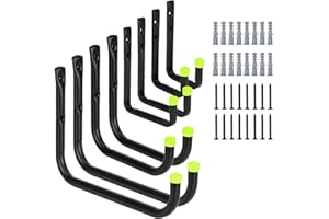 Queta Crochets pour Garage, Crochets utilitaires résistants de stockage de garage avec le bras jumbo , pour outils électriques, vélos, échelles, Paquet (4 tailles ,paquet de 8)