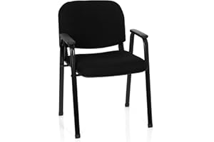 hjh OFFICE 704340 Silla de Visita XT 650 Tela Negro Silla de Conferencia tapizada con reposabrazos, apilable