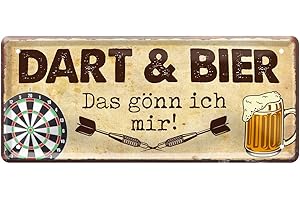 helges-shop Dart Schild - Blechschild - Darts Dekoration Metallschild für Dartspieler - schöne Deko für Dartscheibe - Dart Zubehör Fanartikel - lustiger Dart Spruch - Geschenke für Dart Fan - 28x12cm