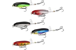 Hopbucan Esche da di Superficie - Popper - Confezione da per La Cattura/ - nel Mare - 5 Pezzi - 12,5 Cm e 40 Grammi (12.5cm)