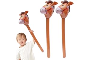 WANTUSHUI 2 cavalli a spina, 95 cm, gonfiabili, per hobby, cavallo, cavallo, testa di cavallo, giocattolo per cowboy, decorazione per feste a tema, festival, cosplay (marrone)