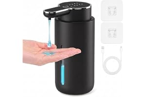 Korvoria 400 ml automatisk tvåldispenser, tvåldispenser med 4 hastigheter | Tvålpump IPX5 vattentät, väggmonterad eller stående, väggtvåldispenser med USB-C-laddning, för kök badrum