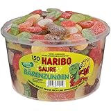 Haribo Lenguas Ácidas, Ositos de Goma, Gominolas, Gomitas de Fruta, 150 Unidades, 1350g Tarro