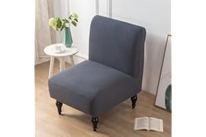 Highdi Sesselbezug Ohne Armlehne, Akzent Stuhlhussen Ohne Armlehnen, Jacquard Wildleder Abnehmbarer Waschbare Sessel-Überwürfe, Stretch Sesselschoner für Hotel Cafe Wohnzimmer (Dunkelgrau)