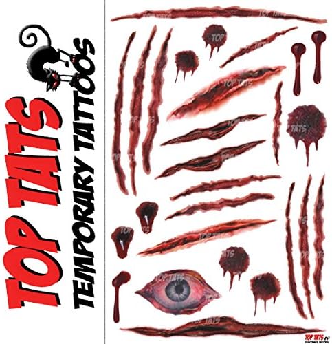 HALLOWEEN ZOMBIE SCARS AND BATS VAMPIRE BITES, WOUNDS BLOOD SCRATCHES TATTOOS FAKE CUTS FANCY DRESS COSTUME OUTFIT