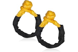 Infreecs 2 Stück Soft Schäkel mit 17T Bruchfestigkeit Recovery Seil, Gurtschlauchprotektor für Offroad-Anhängerrettung (Gelb, 50cm)