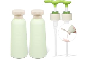 UMETASS 2 Stück Leere Kunststoff-Pumpflaschen, auslaufsichere Reise-Set mit austauschbarem Klappdeckel, für Shampoo, Duschgel & Handseife (Grün, 200ml)