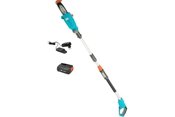 Gardena batteridriven toppsåg med teleskopfunktion TCS 20/18 V P4A Ready-to-Use Set: Räckvidd på upp till 4 m, svärdlängd 20 cm, vridbart huvud, inkl. 18 V P4A-batteri och bärsele (14770-20)