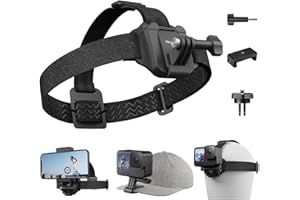 ADAPTOM Multifunktions-Kopfband, Kopfgurt Kappenhalterung mit Telefonclip Vertikale Halterung Kit 2-in-1 Handy POV Halterung für GoPro Hero Insta360 DJI Action iPhone Android, Video, Vlog
