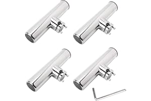 DasMarine Tournament Style Clamp on Fishing Rod Holder for Rails 1" to 1-1/4"(25mm~32mm) Rail Mount Stainless Steel Rod Holder (4 Pack)