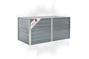 DELUKE Hochbeet für Garten Oskar Grau | 160x80x77cm | Verzinkter Stahl | Wetterfest | Gartenbeet Kräuterbeet Blumenbeet Beet hoch Frühbeet für Garten Gemüsebeet