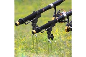 COOLNICE Aluminum Fishing Rod Holder for Bank & Beach, 360° Adjustable Pole Stand – Heavy-Duty Ground Mount, Gift for Dad, Men (Father’s Day, Birthday)