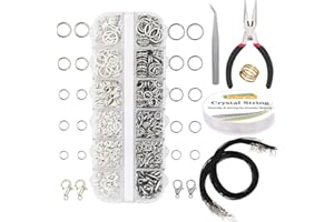 EuTengHao 1310pcs Anneau de Saut Ouvert en Argent et Fermoirs à Homard Outils de Réparation de Bijoux Kit de Fournitures de Fabrication de Bijoux avec Accessoires de Fabrication de