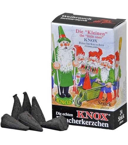 KNOX Mini Räucherkerzen Weihrauch – 24 Stück, Made In Germany, Für Räuchermännchen & Kleine Halter