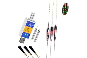 FUFRE 3 unidades de pesca con luces led de pesca, poses de pesca inteligente, con detección de gravedad, trucha para pesca de trucha, pose de pesca, pose de correr, flotador con cargador, color rojo