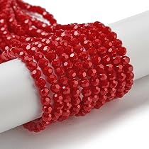Perlin 135 Pezzi Perline di Cristallo di Boemia Ceca 3mm x 2mm Perline Cecoslovacche CZ Perline in Vetro Levigiate Rondelle Faccettate Sfere di Vetro 1 Filo (Rosso Scuro