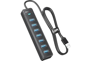 iDsonix USB Hub 3.0, 7 Ports USB Hub [0.5m] USB Verteiler Multiport Adapter USB Splitter 5Gbps Data for PC, Laptop, Flash Drives, Mobile HDD, and More