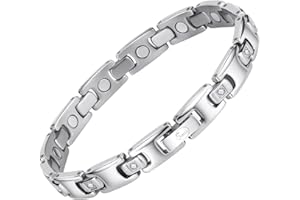 ‎JEROOT JEROOT Titanium Magnetic Bracelet, 4 mm Cubic Zirconia Bracelet for Women, Bracelet Magnetic Women's Magnetic Bracelet Energetix with Size Adjustment Tool, Gift Box (3500 gauss)