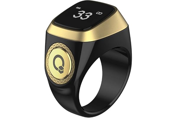 Al salama Bönematta Smart, Digitalt Tasbih-räknare 20MM, Digital Tasbih-ring för män och kvinnor, Laddbar elektronisk bönräknare
